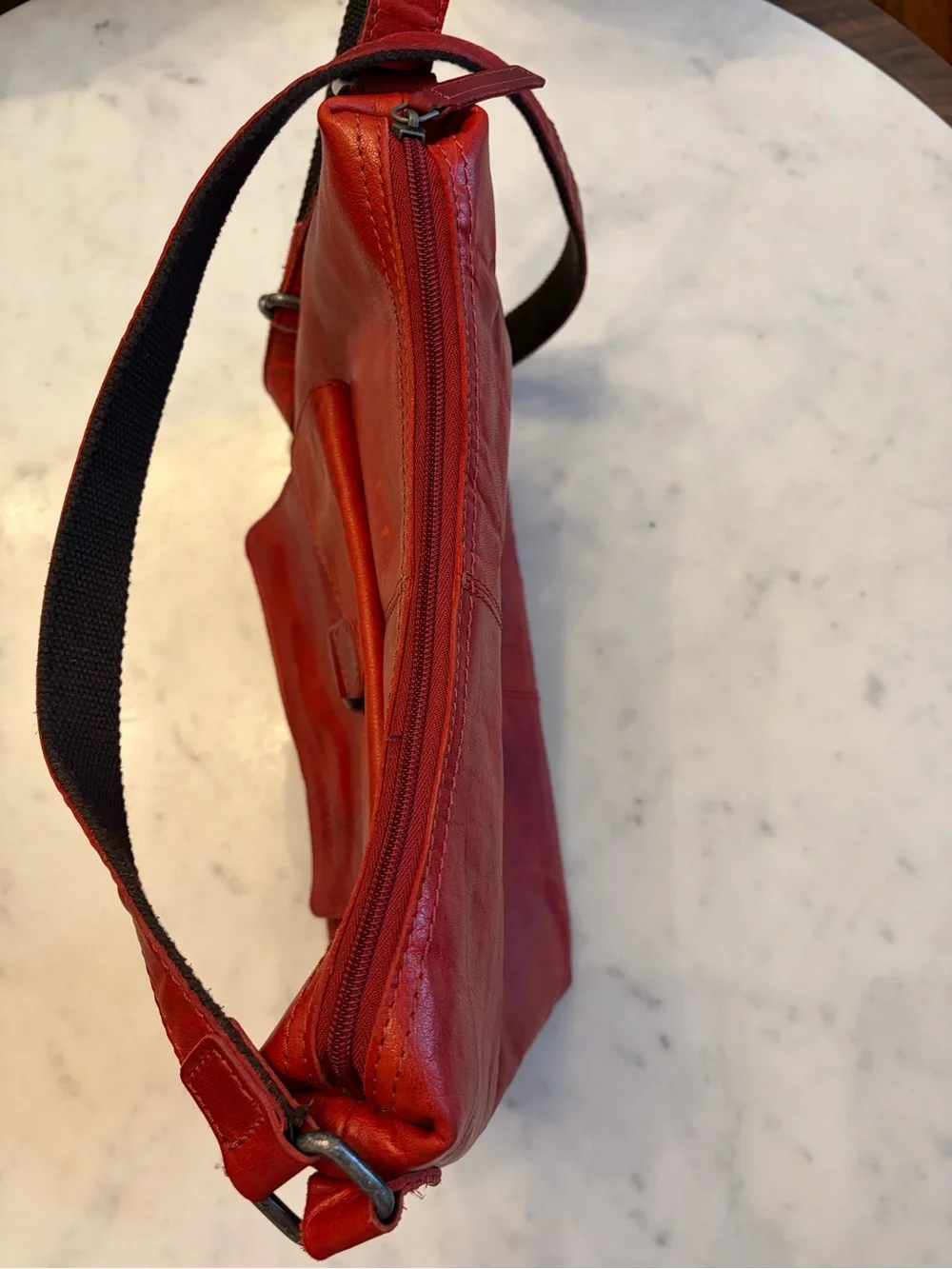 Jack‎ Georges Red Leather Voyager Crossbody Bag with Front Pocket